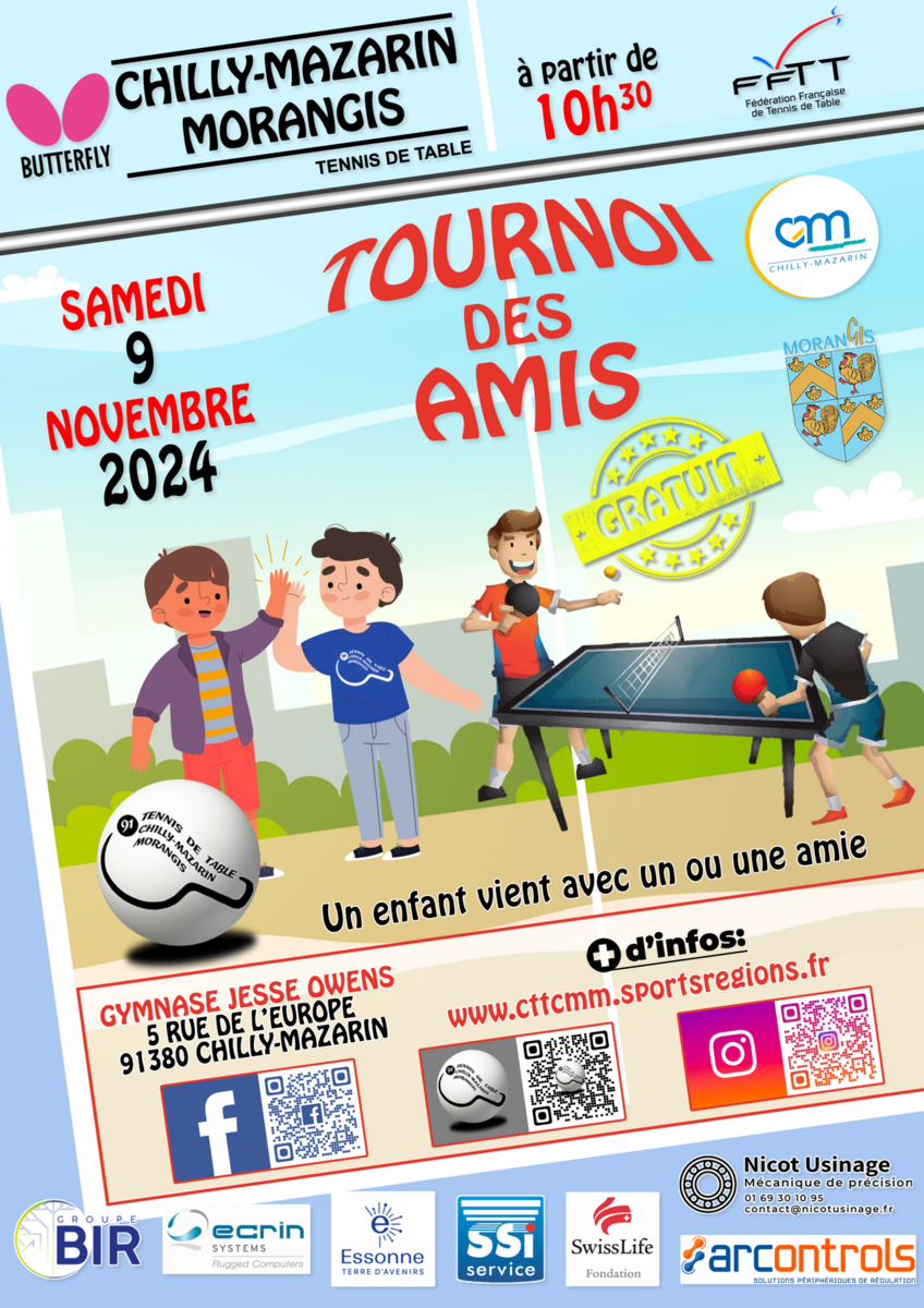 Tournoi des amis :   09 Novembre à 10h30